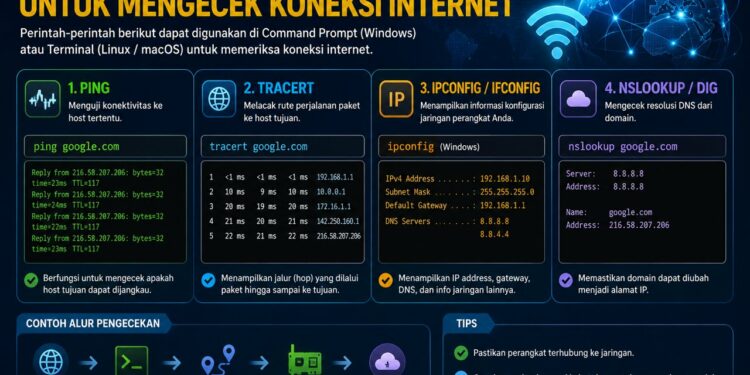 Perintah Yang Digunakan Untuk Mengecek Koneksi Internet