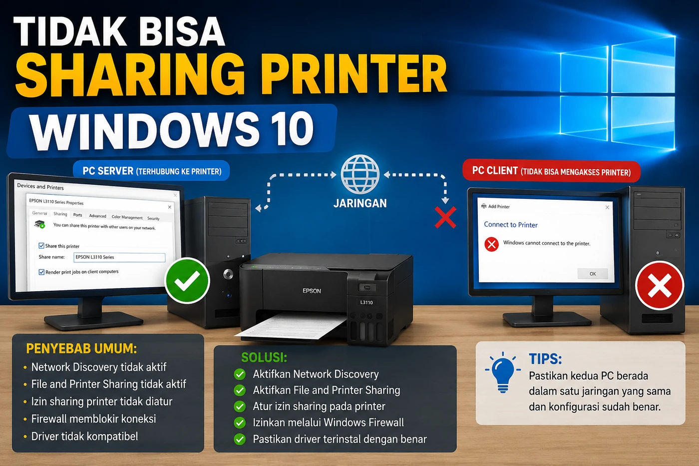 Tidak Bisa Sharing Printer